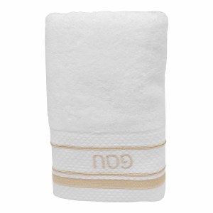 Luxury Hand Towel Pesach Embroidery White Gold 14" x 30"