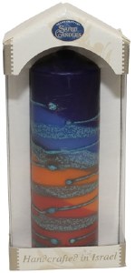 Safed Pillar Candle Rainbow Blue Medium 2" x 6"
