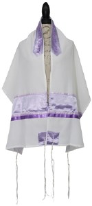 Tallis Embroidered Viscose Lavender Pattern Designed by Ronit Gur 20" X 72"