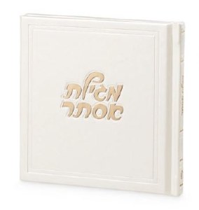 Faux Leather Square Megillas Esther with Birchas Hamazon Ketav Style Meshulav Ivory 5" [Hardcover]