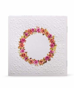 Birchas Hamazon Square Booklet Floral Circle Design White Edut Mizrach