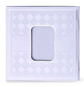 Birchas Hamazon Square Booklet Diamond Style White Silver Edut Mizrach