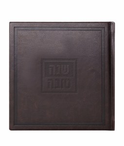 Faux Leather Square Artistic Seder Simanim Booklet Bosmat Style Hebrew Meshulav Brown 6" [Hardcover]