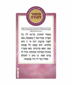 Magnet Mizmor Letoda Hebrew Menukad Pink 3.5" x 6"