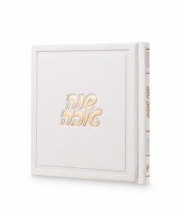 Faux Leather Square Artistic Seder Simanim Booklet Devash Style Hebrew Ashkenaz White 5" [Hardcover]