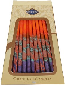 Safed Handcrafted Chanukkah Candles Orange and Purple 6" 45 Pack
