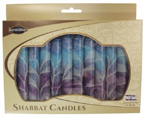Safed Shabbat Candle Fantasy Blue 12 Pack