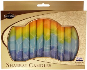Safed Shabbat Candle Fantasy Orange 12 Pack