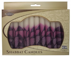 Safed Shabbat Candle 12 Pack - Tree Purple