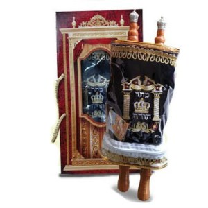 Child Sefer Torah Velvet Cover Alef Beit Scroll Medium Size Navy 15"