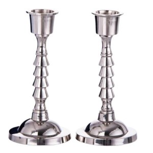 Stainless Steel Candlesticks Stacking Cup Design Round Base 4.5"