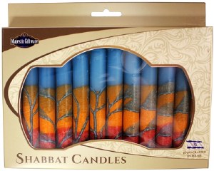 Safed Shabbat Candle Harmony Turquoise 12 Pack