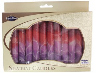 Safed Shabbat Candle 12 Pack - Fantasy Maroon