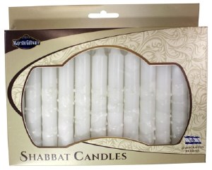 Safed Shabbat Candle 12 Pack - White Drops