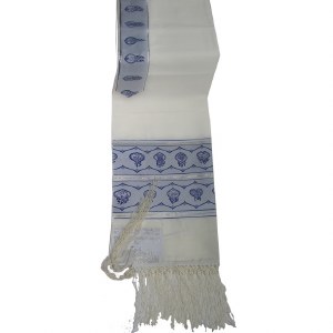 Tallis Set Twelve Tribes of Israel Size 18 Blue and Silver Wool Blend with Bag 18" x 72"