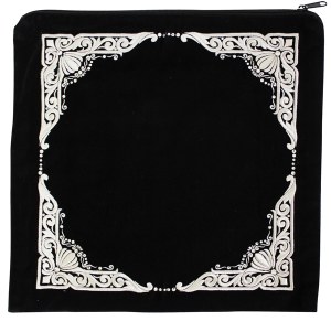 Tallis Bag Black Extra Large Velvet Four Corner Design 16.5" x 16"
