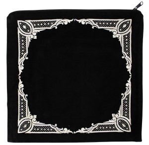Tallis Bag Black Extra Large Velvet Four Corner Diamond Design 16.5" x 16"