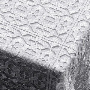 Lace Tablecloth Unlined Filet Crochet Design White 70" x 144"