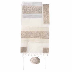 Yair Emanuel Embroidered Cotton Tallit Set The Matriarches Silver 42" x 77"