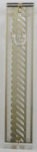 Mezuzah Case 24 Karat Gold Plated Swirl Design Clear Case 15cm