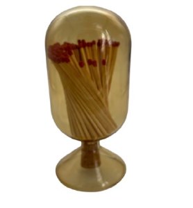 Glass Matches Holder Cloche Champagne 120 Count