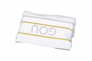 Pesach Towel White Embroidered with Gold Stripe Design 2 Pack