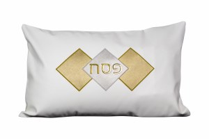 Faux Leather Pesach Pillow Case Gold Diamond Design
