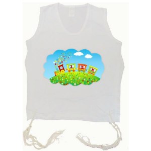 PerfTzit Undershirt Cotton Tzitzis Alef Bais Train Design Size 3
