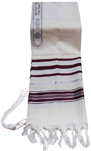 Tallis Traditional Lurex Wool Size 36 Maroon and Silver Stripes 36" x 72"