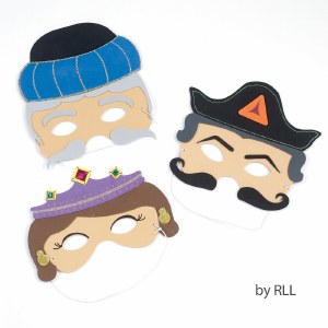 Set of 3 Purim Masks - Esther, Haman & Mordechai Purim Costume Accessory