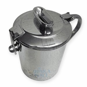 Stainless Steel Tzedakah Box with Attached Lock and Handle Funneled Slot