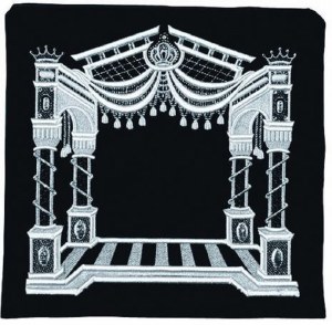 Velvet Tefillin Bag Silver Embroidered Canopy Design Extra Large Size Navy