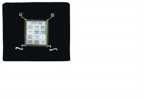 Tallis Bag Velvet Silver Multicolored Embroidered Choshen Design Medium Size Black