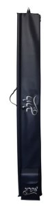 Vinyl Lulav Holder Attached Esrog Pouch with Carrying Handle Accented with Gray Embroidery Berry Blue