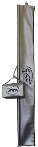Lulav and Esrog Box Holders Set Vinyl with Handles Silver with Blue Embroidery Circle Style