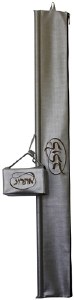 Lulav and Esrog Box Holders Set Vinyl with Handles Silver with Mustard Yellow Embroidery Circle Style