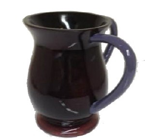 Wash Cup Acrylic Dark Burgundy with Blue Handles