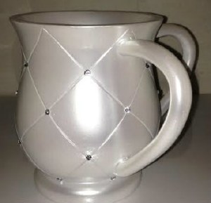 Wash Cup White Diamond Squares with Gems