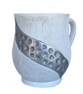 Wash Cup Combined Design of Stripe Texture and Circle Gems Stripe