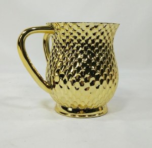 Acrylic Wash Cup with Metal Coating Honeycomb Design Gold Color