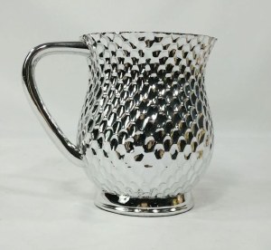 Acrylic Wash Cup with Metal Coating Honeycomb Design Silver Color