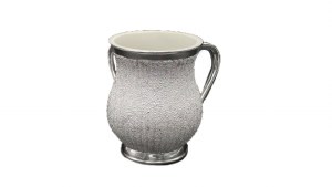 Wash Cup Acrylic Textured Silver Design