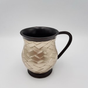Wash Cup Acrylic Weave Design Black and Silver