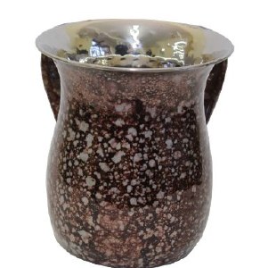 Wash Cup Stainless Steel Brown Marble Design