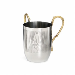 Washing Cup Stainless Steel with Elegant Brass Handles