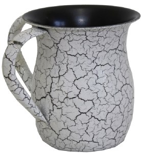 Wash Cup Stainless Steel White and Black Marble Design 5.5"