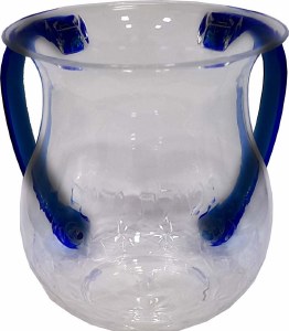 Plastic Wash Cup Karshi Clear with Navy Handles