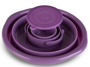 Collapsible Washing Bowl and Cup Set Purple
