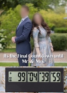 Personalized Tabletop Wedding Countdown Clock 5" x 7"