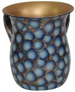 Stainless Steel Wash Cup Blue and Gold Marble Design